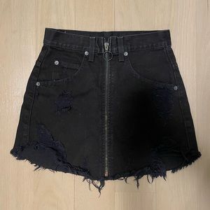 Carmar / LF Black Distressed Denim Skirt